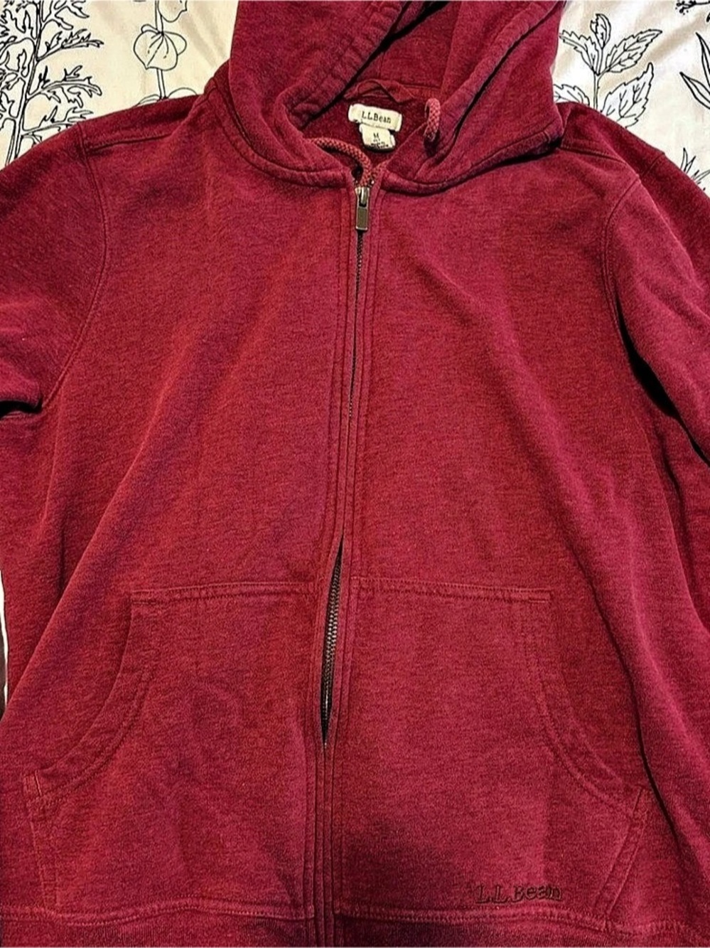 L.L.Bean Red Zip Hoodie Size M